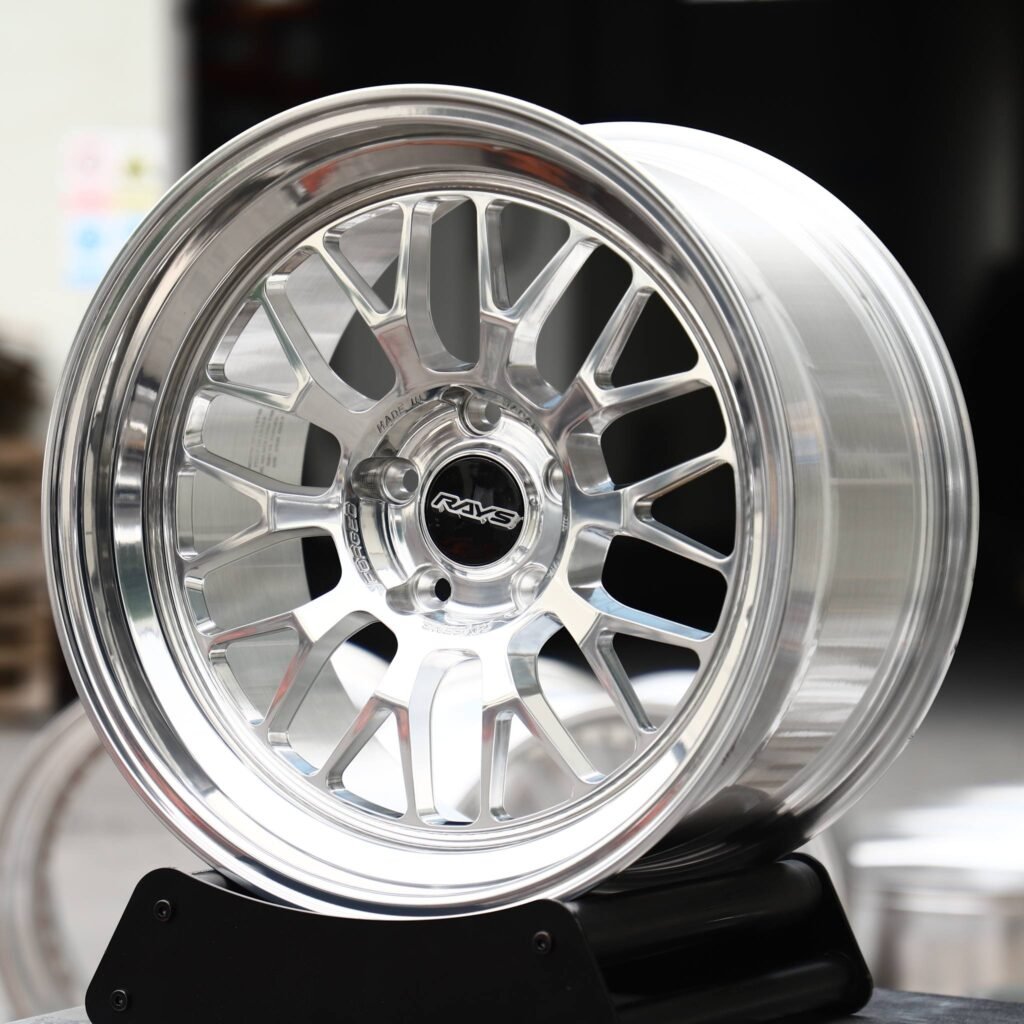 Toyota GR Supra wheels – Polished Mesh Concave Deep Lip (Rays-Style), front view