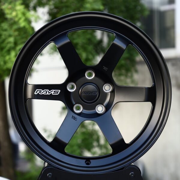 Ford Mustang wheels – Satin Black 6-Spoke (Rays-Style), front view