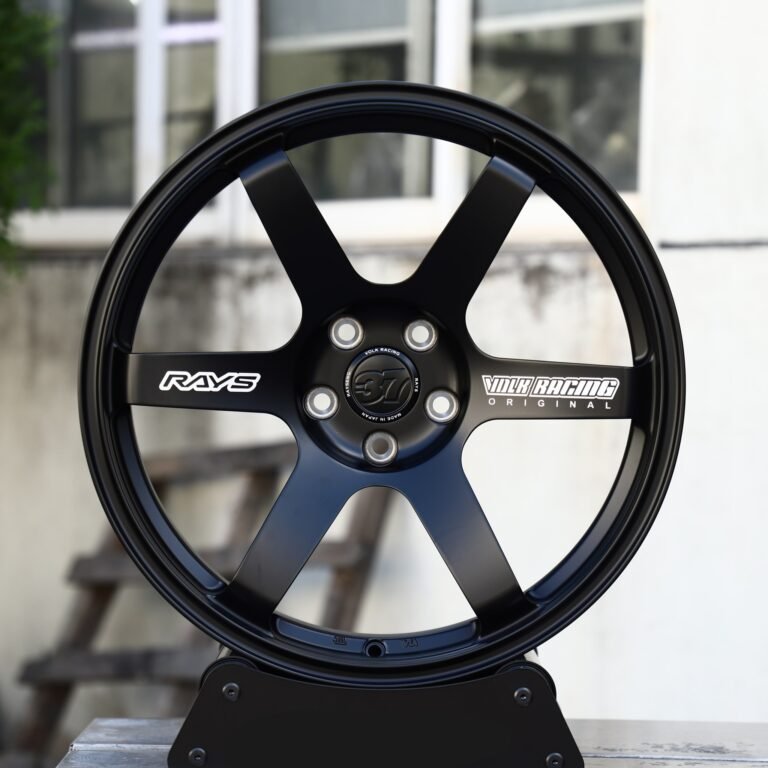 Nissan GT-R wheels – Satin Black 6-Spoke (Rays-Style), front view