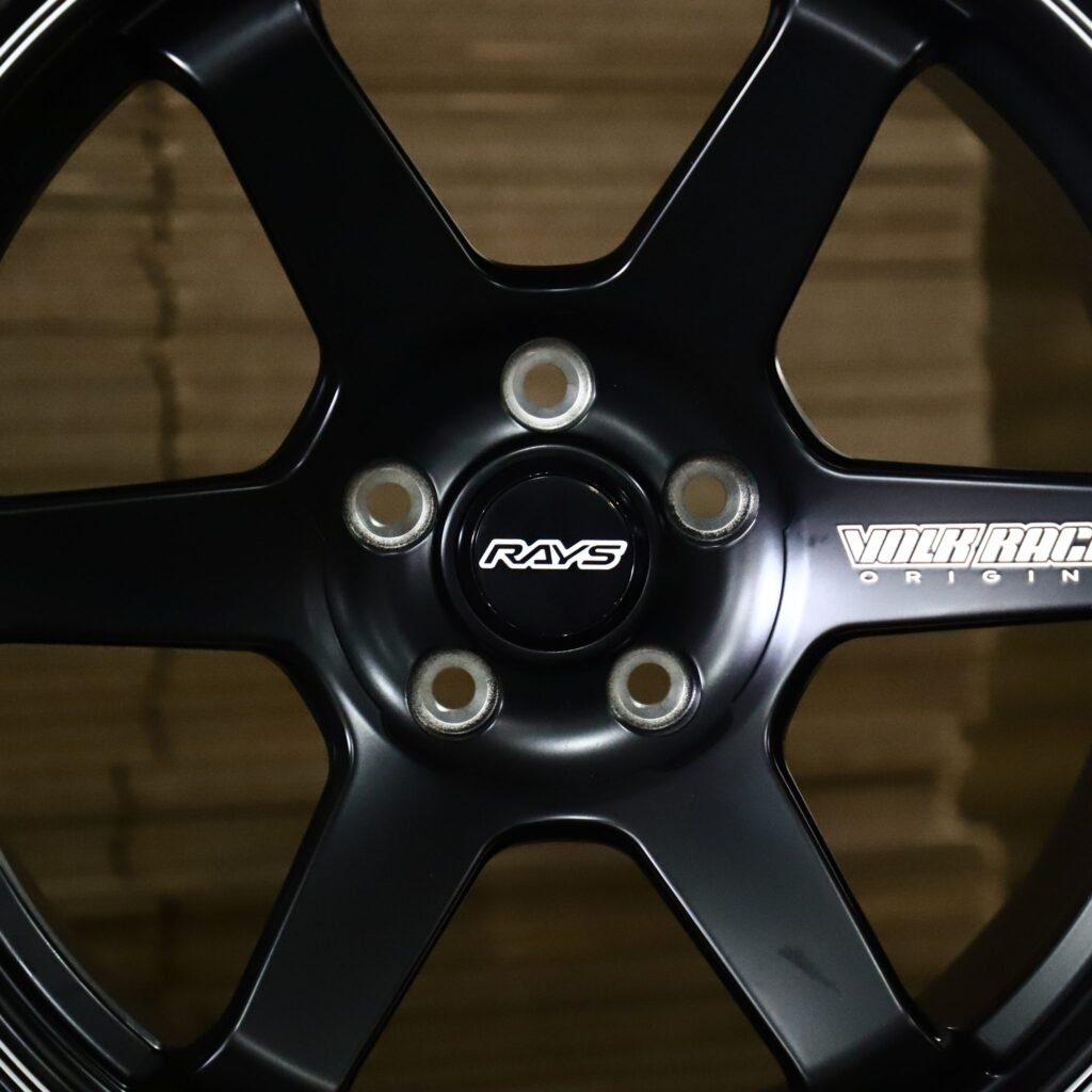Audi RS3 8Y wheels – Satin Black 6-Spoke Lettered Lip (Rays-Style), alternate view