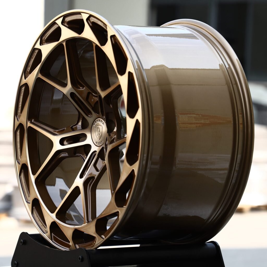 5x112 wheels – Bronze Machined 5 Y-Spoke Windowed Ring (Rohana-Style), side view