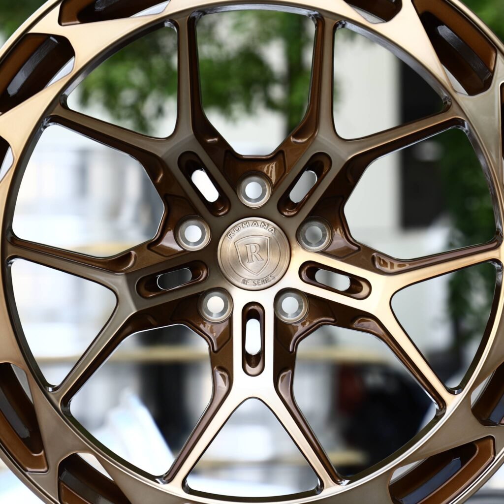 Audi A4 B9 wheels – Bronze Machined 5 Y-Spoke Windowed Ring (Rohana-Style), lip and barrel detail