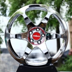 Rotiform-Style Chrome 6-Spoke Red Cap Forged Wheels – Volkswagen Golf / Audi A3 Fitment (5-Lug)
