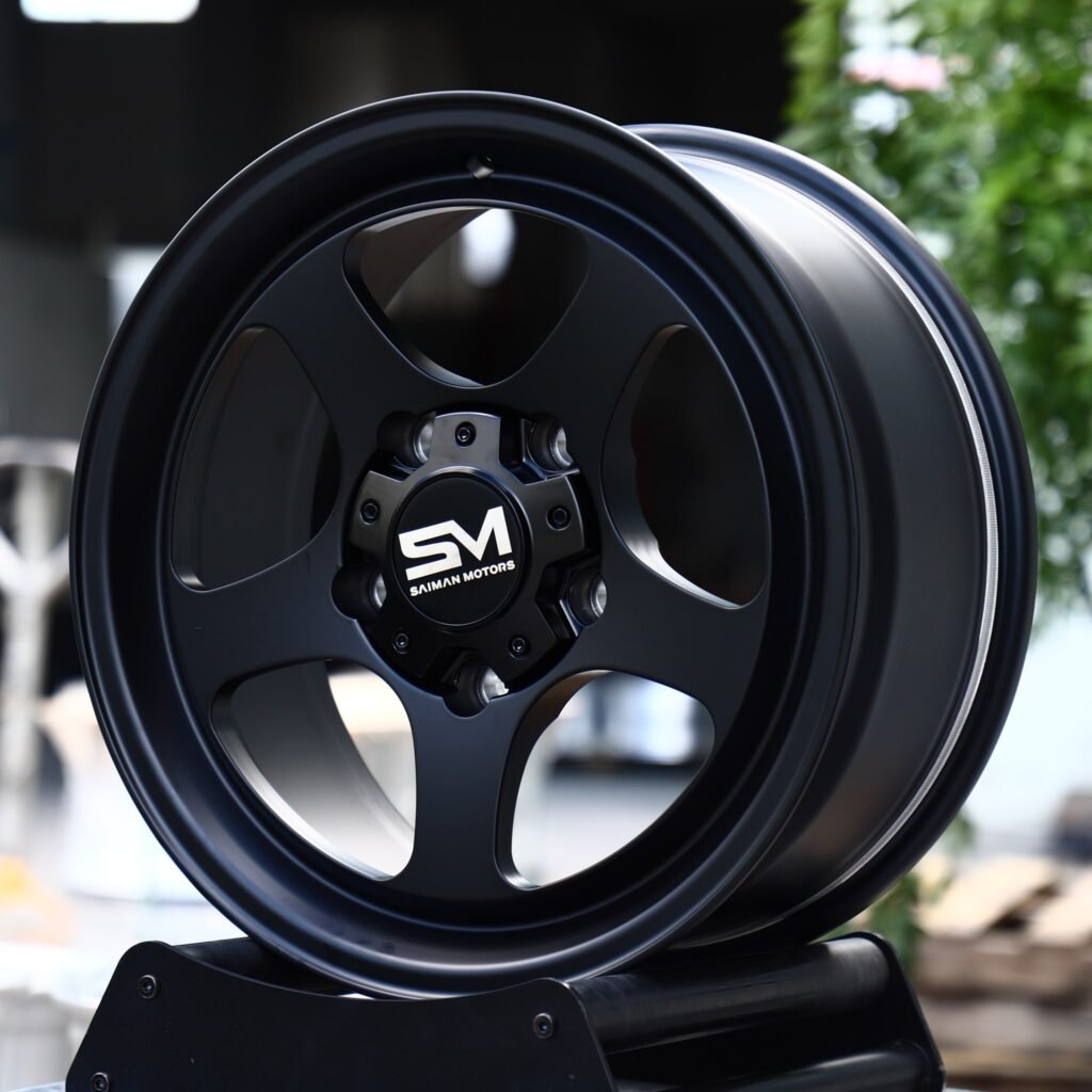 Toyota GR86 wheels – Satin Black 5-Spoke, angled view