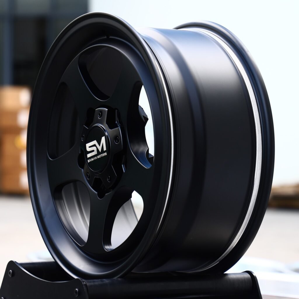 5x114.3 wheels – Satin Black 5-Spoke, side view