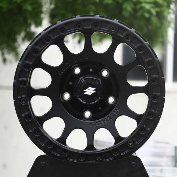 Suzuki Jimny wheels – Satin Black 12-Hole Beadlock (Suzuki OEM-Style), front view