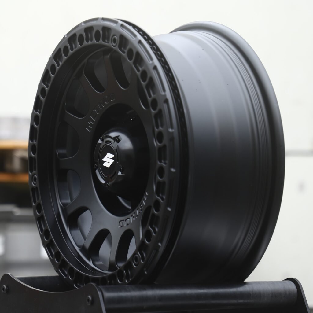5x139.7 wheels – Satin Black 12-Hole Beadlock (Suzuki OEM-Style), side view