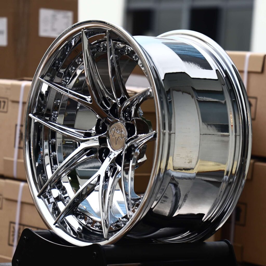 5x114.3 wheels – Chrome 10 Y-Spoke 2-Piece Riveted, side view