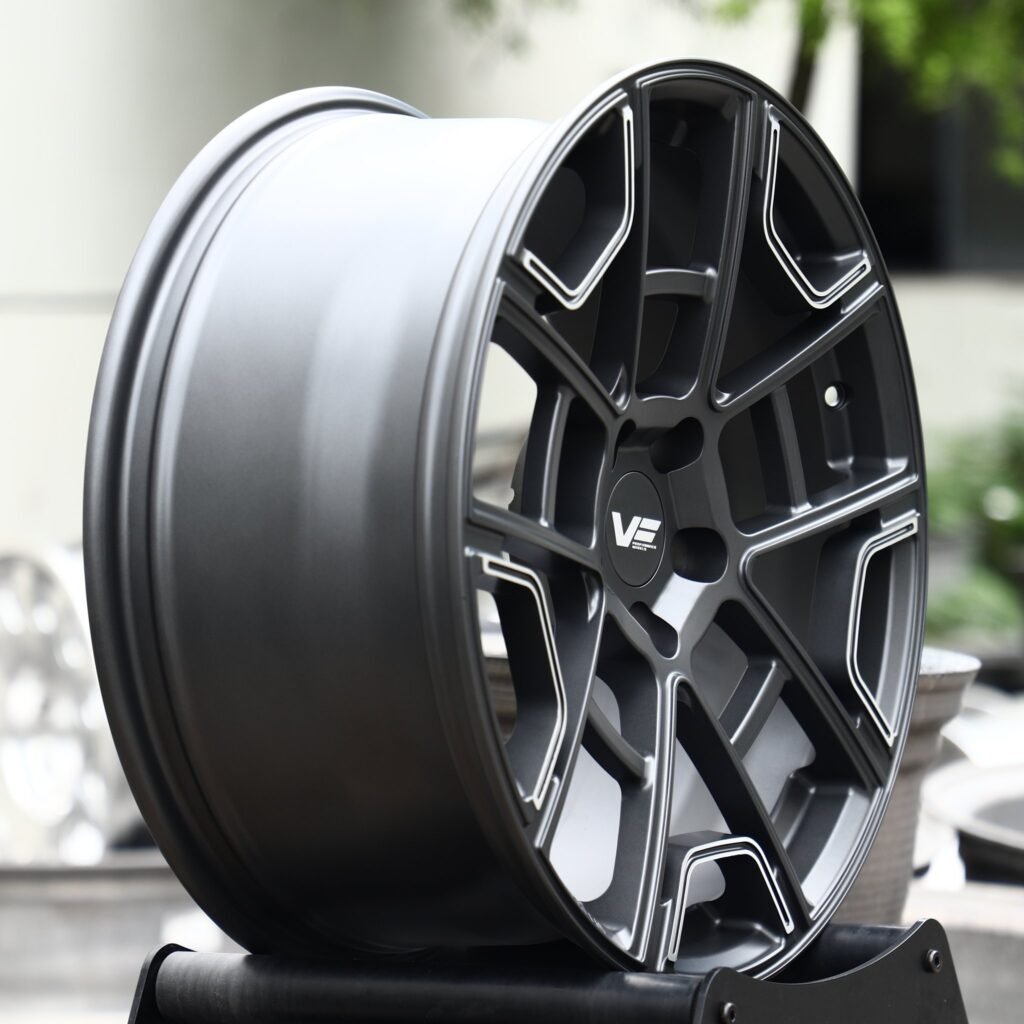 5x120 wheels – Gunmetal Split-Spoke Block, side view