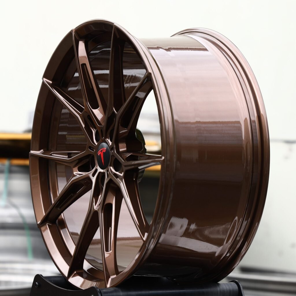 5x114.3 wheels – Bronze 10-Spoke Star (Tesla OEM-Style), side view
