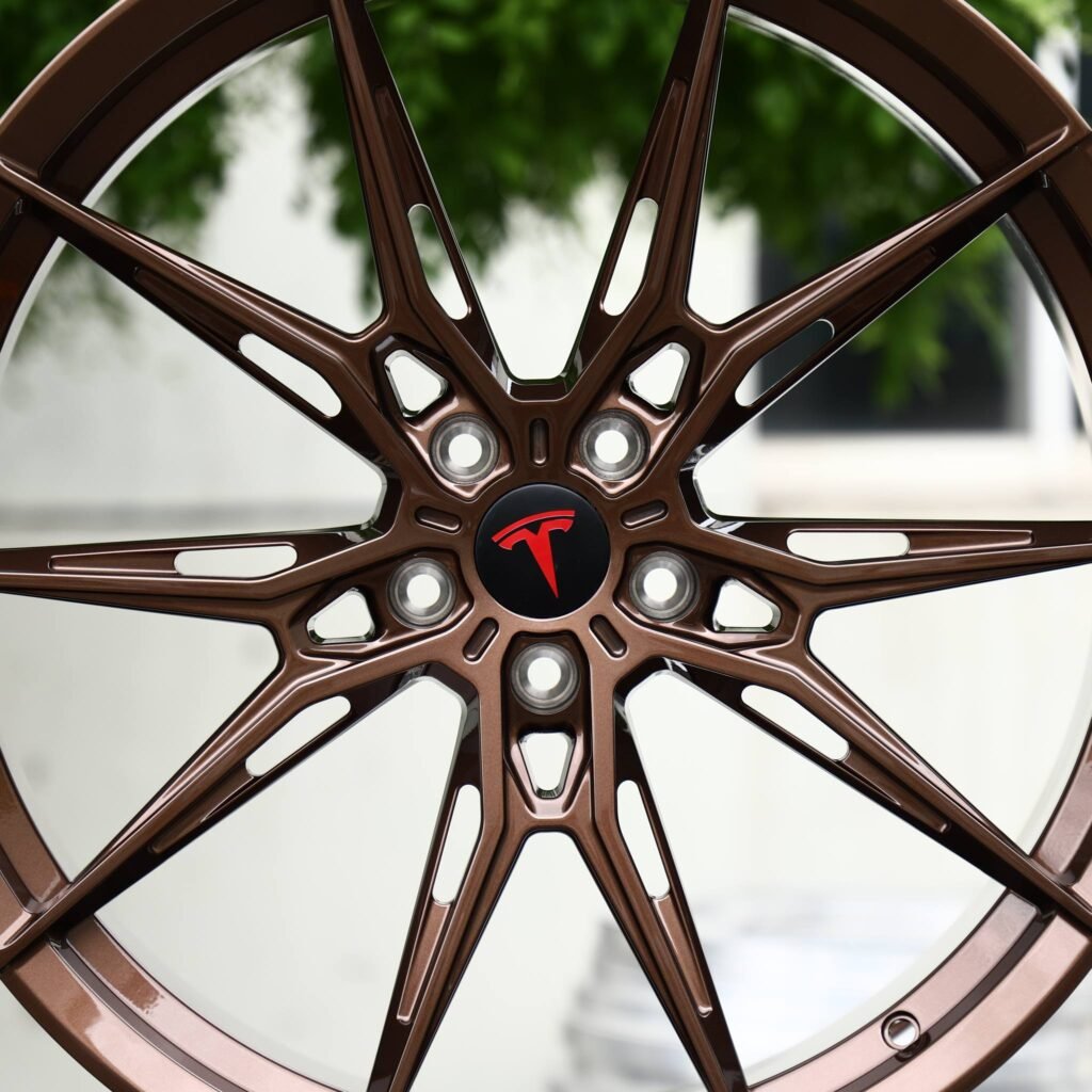 Tesla Model 3 wheels – Bronze 10-Spoke Star (Tesla OEM-Style), lip and barrel detail