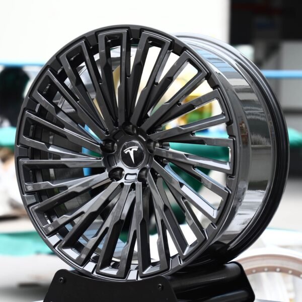 Tesla Model S wheels – Gunmetal Twin Multi-Spoke (Tesla OEM-Style), front view
