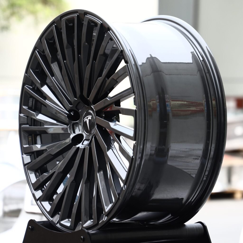 Tesla Model X wheels – Gunmetal Twin Multi-Spoke (Tesla OEM-Style), angled view