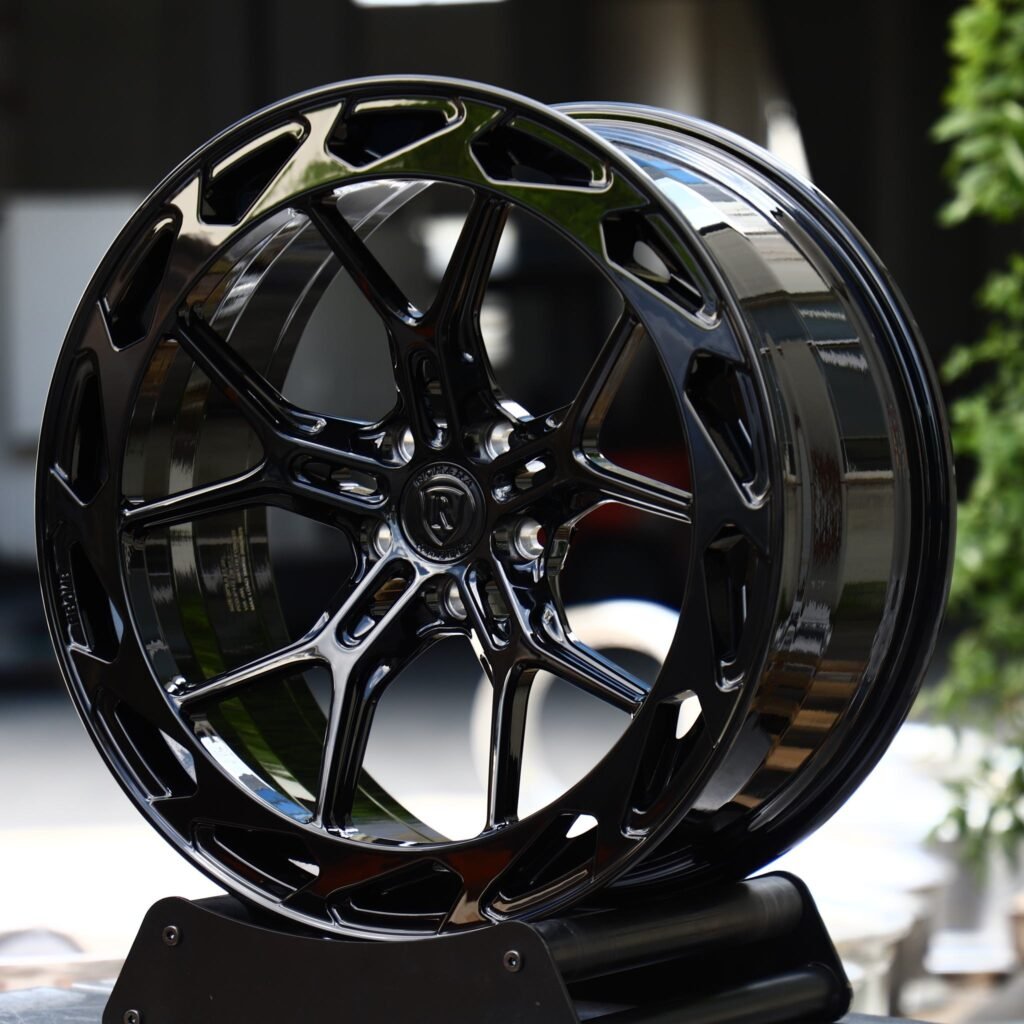 Honda Accord wheels – Gloss Black Split-Spoke Windowed, angled view