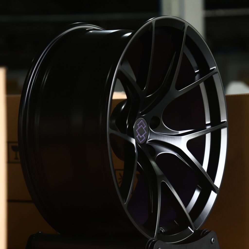 Tesla Model 3 wheels – Satin Black 10-Spoke Concave, lip and barrel detail