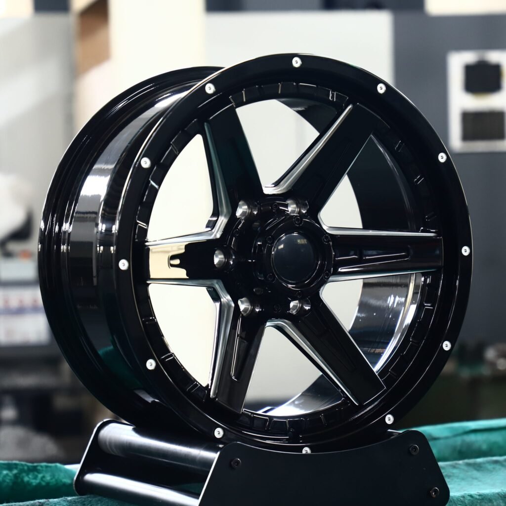 Lexus GX wheels – Gloss Black 6-Spoke, angled view