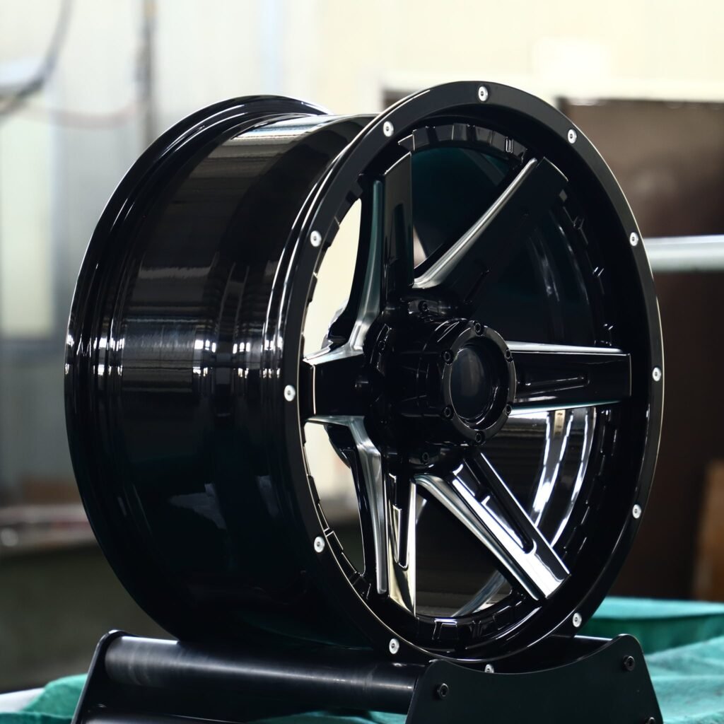 6x139.7 wheels – Gloss Black 6-Spoke, side view