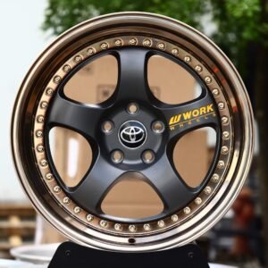 Toyota OEM-Style 2-Piece Satin Black 5-Spoke Gold Rivets Bronze Lip Forged Wheels – Toyota Supra / GR86 Fitment (5-Lug)