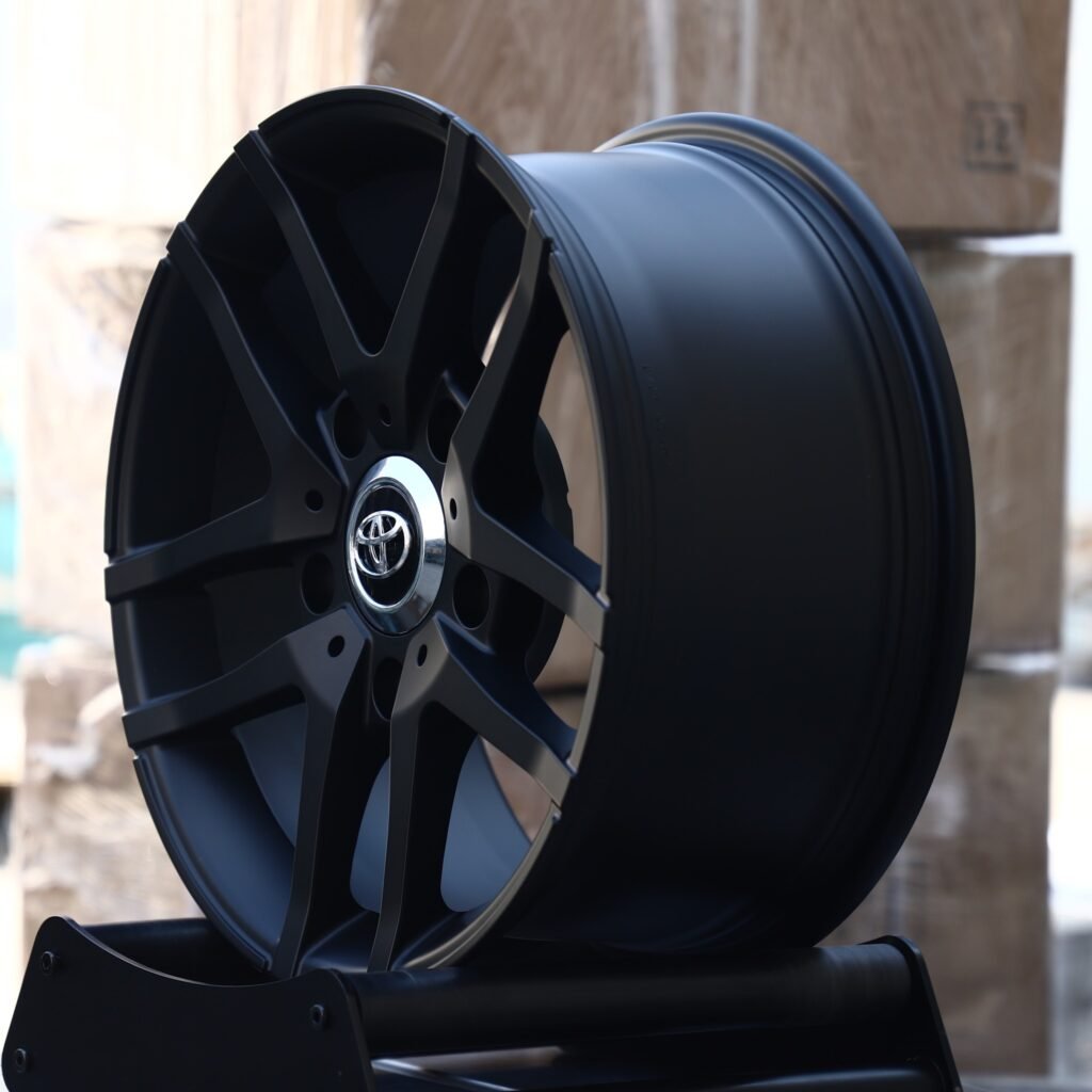 6x139.7 wheels – Matte Black 5 Split-Spoke (Toyota OEM-Style), side view