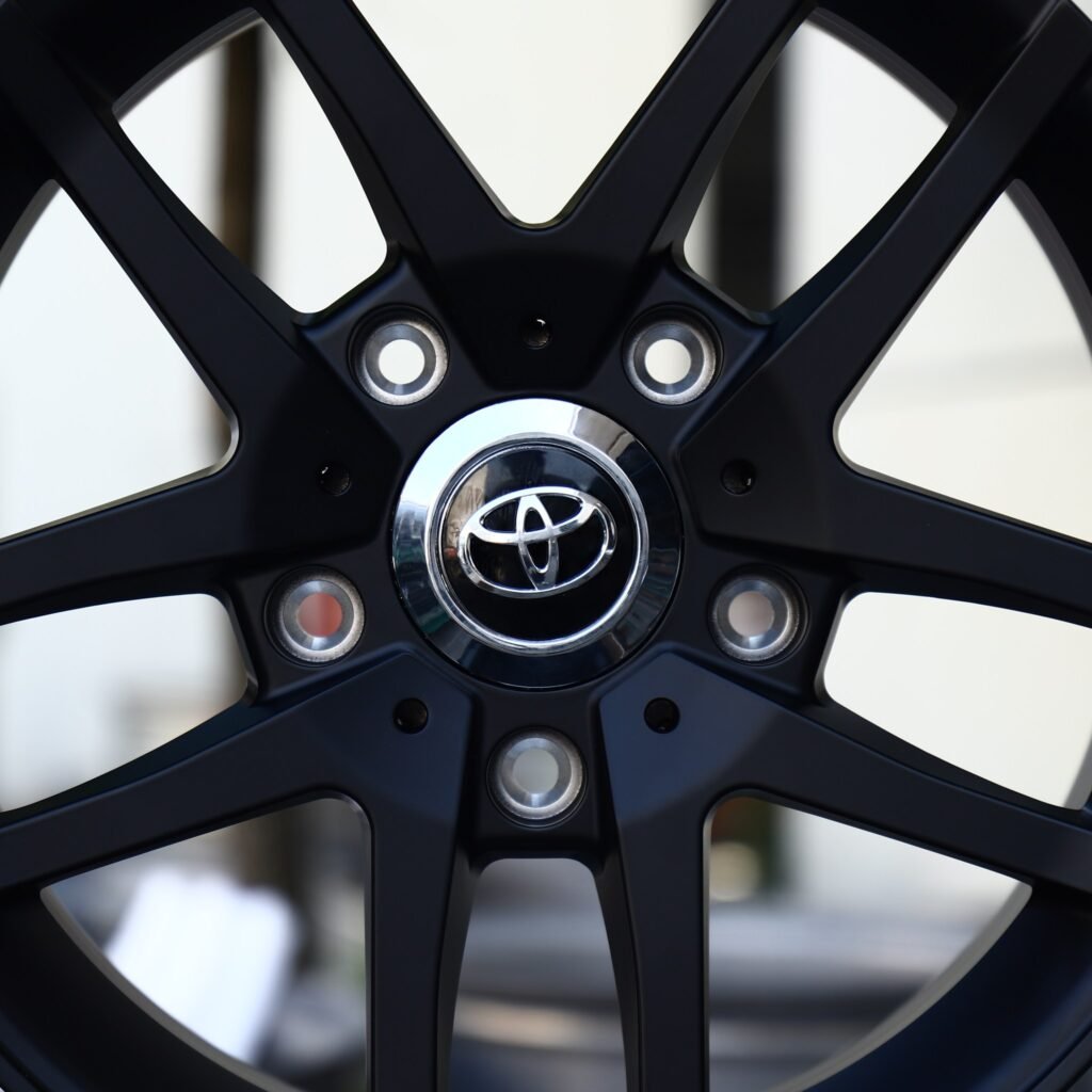 Toyota 4Runner wheels – Matte Black 5 Split-Spoke (Toyota OEM-Style), lip and barrel detail