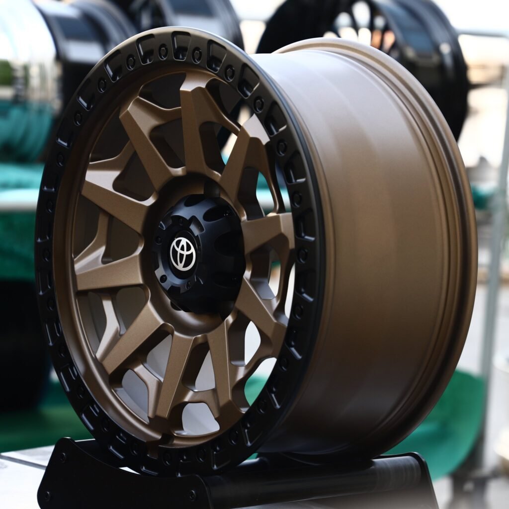 5x150 wheels – Matte Bronze 10-Spoke Black-Ring Beadlock (Toyota OEM-Style), side view
