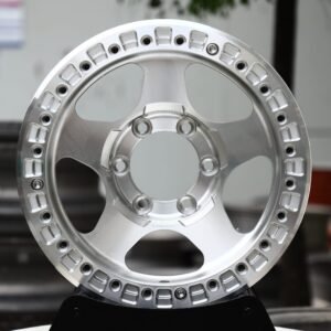 Toyota Tacoma / Chevrolet Silverado 1500 Beadlock Off-Road Forged Wheels – Machined Silver 5-Slot Dish (6-Lug)
