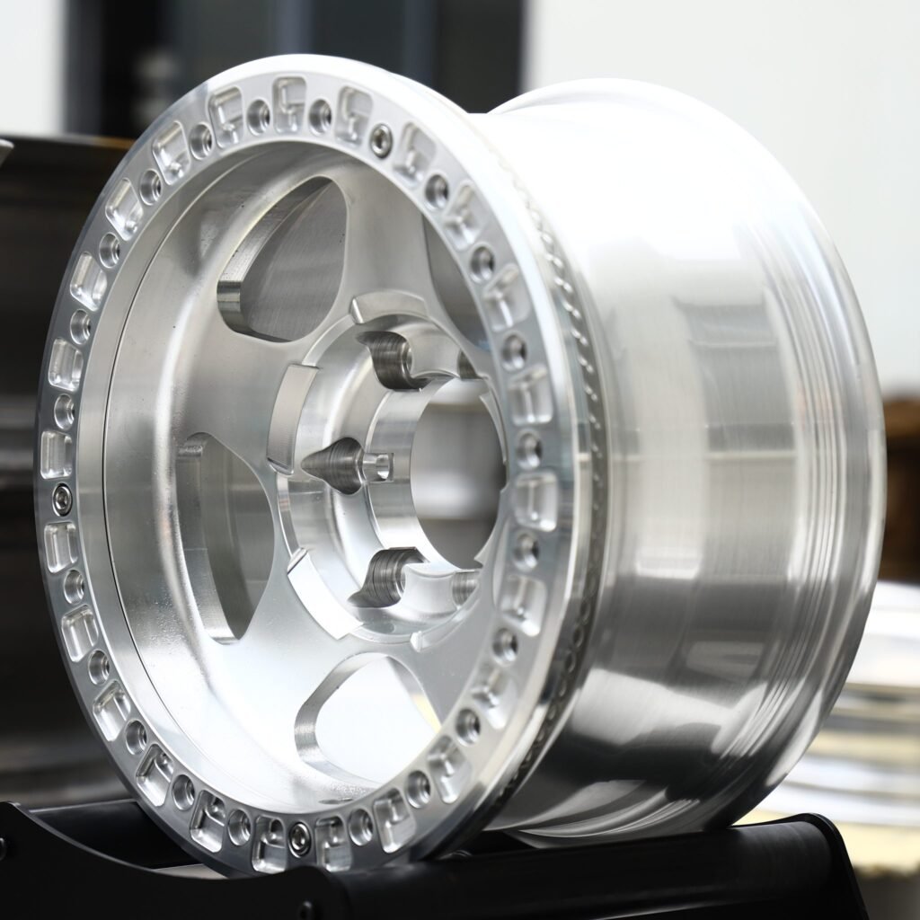 6x139.7 wheels – Machined Silver 5-Slot Dish, side view