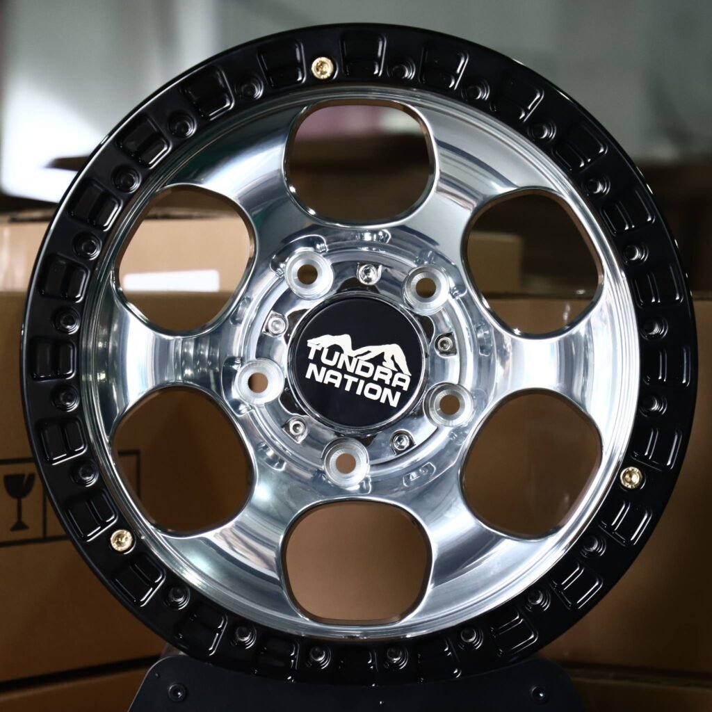 Toyota Tundra wheels – Polished Round-Hole Beadlock (Tundra Nation-Style), front view