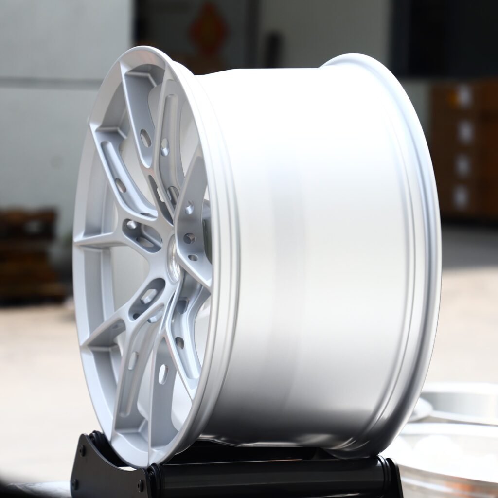 5x112 wheels – Matte Silver 5 Y-Spoke, side view