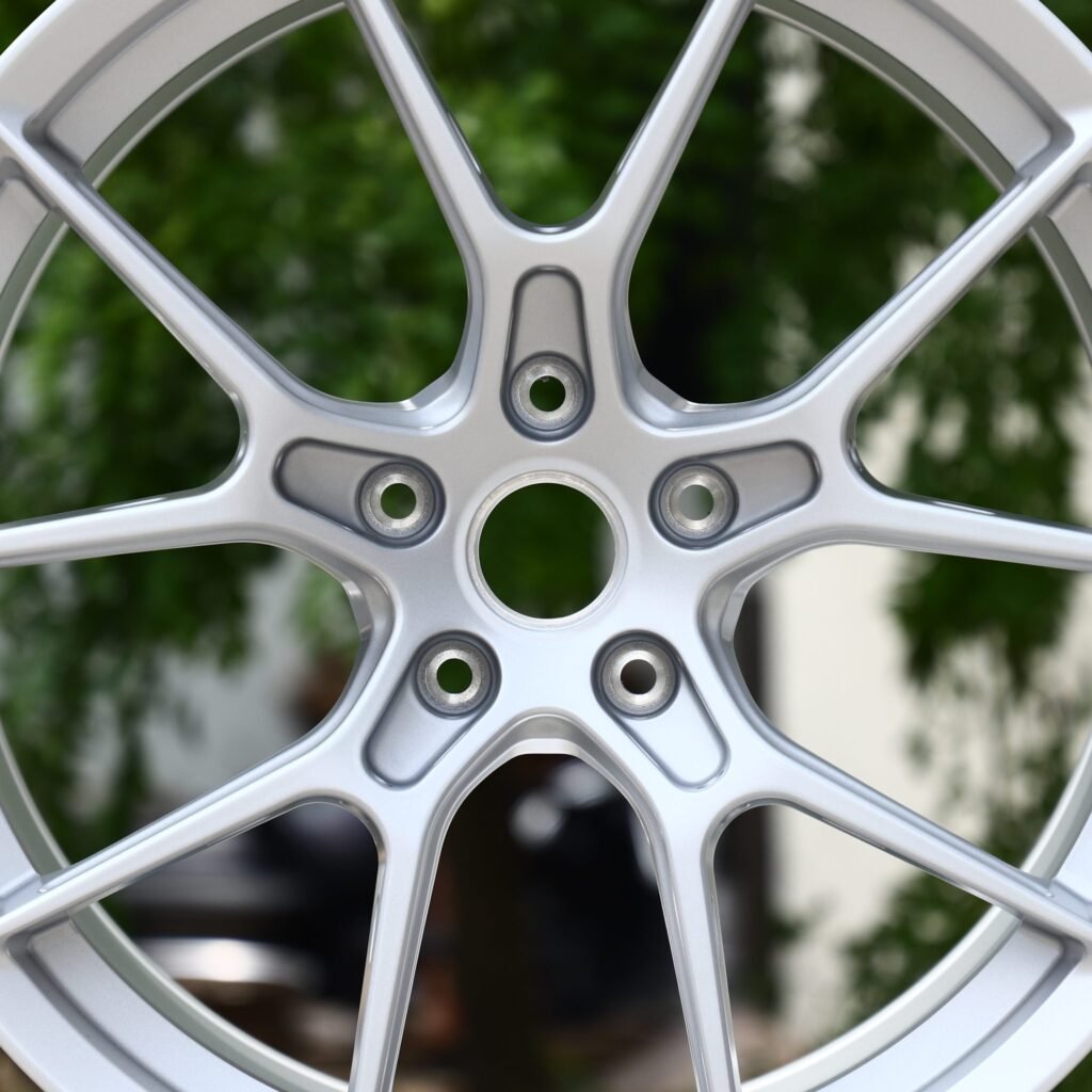 Toyota GR Supra wheels – Matte Silver 5 Y-Spoke, lip and barrel detail