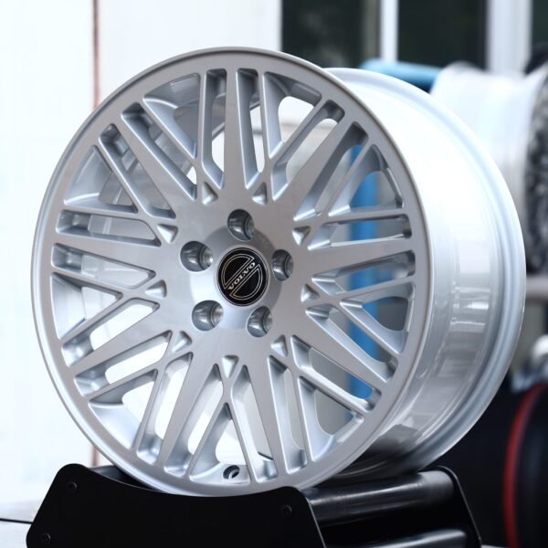Volvo S60 wheels – Bright Silver Machined Cross Mesh Multi-Spoke (Volvo OEM-Style), front view