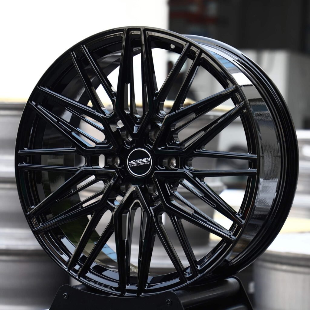 Chevrolet Camaro wheels – Gloss Black Fine Y-Spoke Mesh (Vossen-Style), angled view