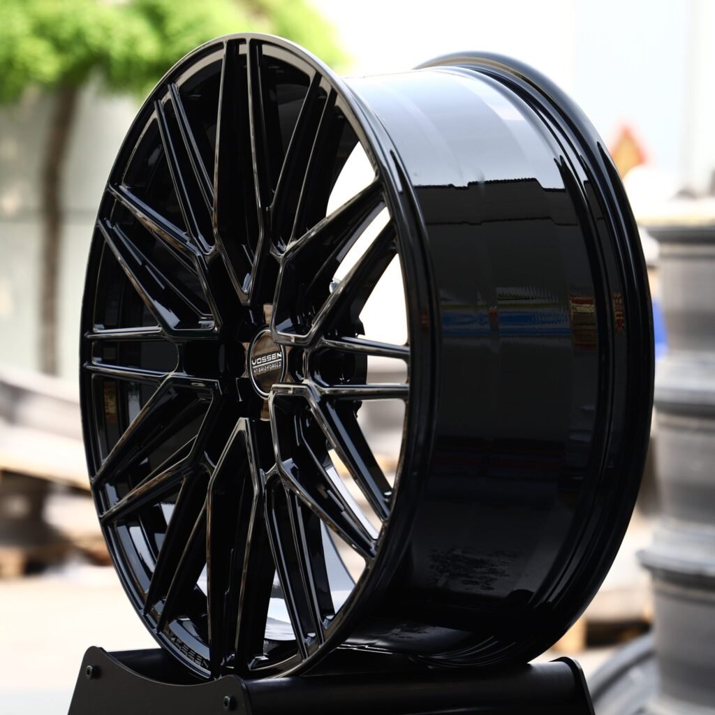 5x114.3 wheels – Gloss Black Fine Y-Spoke Mesh (Vossen-Style), side view