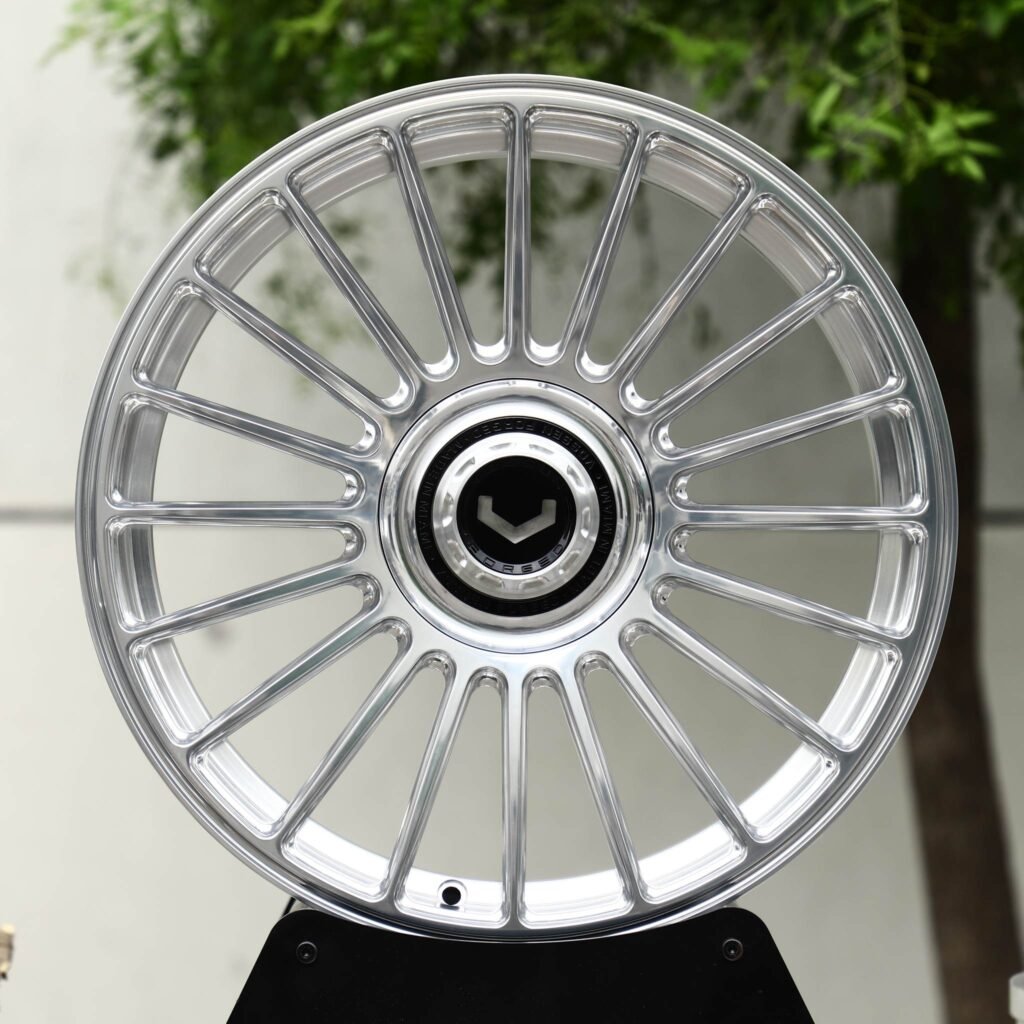 Mercedes-Benz GLE wheels – Polished 20-Spoke Floating Cap (Vossen-Style), front view