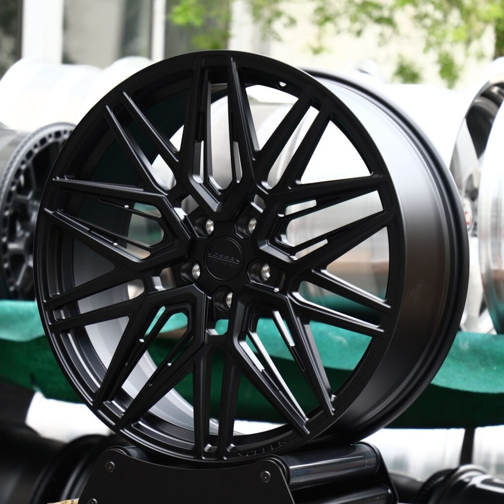 Toyota GR86 wheels – Satin Black Y-Spoke Mesh (Vossen-Style), angled view