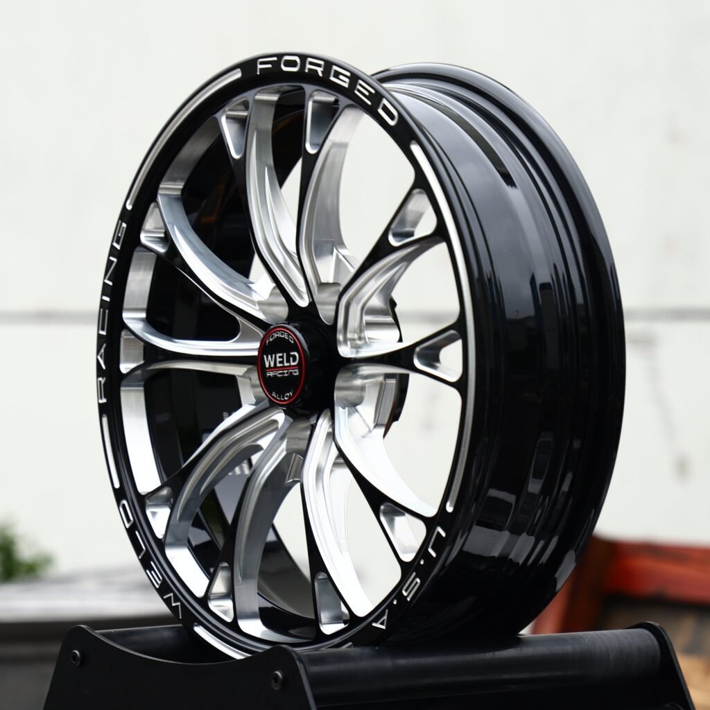 Chevrolet Corvette wheels – Black Machined 10-Spoke Lettered Lip (Weld Racing-Style), alternate view