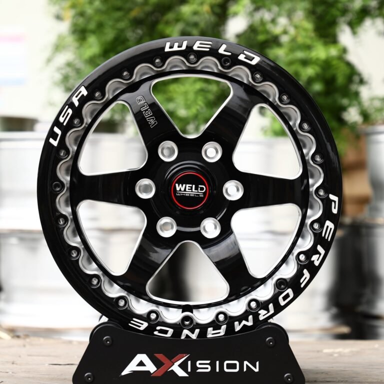 Ford F-150 wheels – Black Machined Beadlock 6-Spoke (Weld Racing-Style), front view