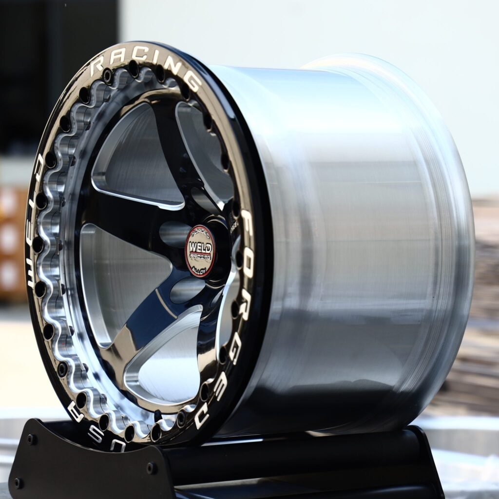Chevrolet Corvette wheels – Black Machined Beadlock Wavy-Ring 5-Spoke (Weld Racing-Style), alternate view