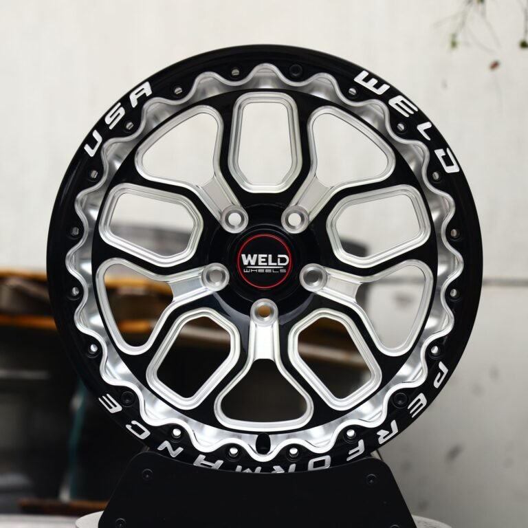 Chevrolet Camaro wheels – Black / Milled 5 Split-Spoke Beadlock (Weld Racing-Style), front view