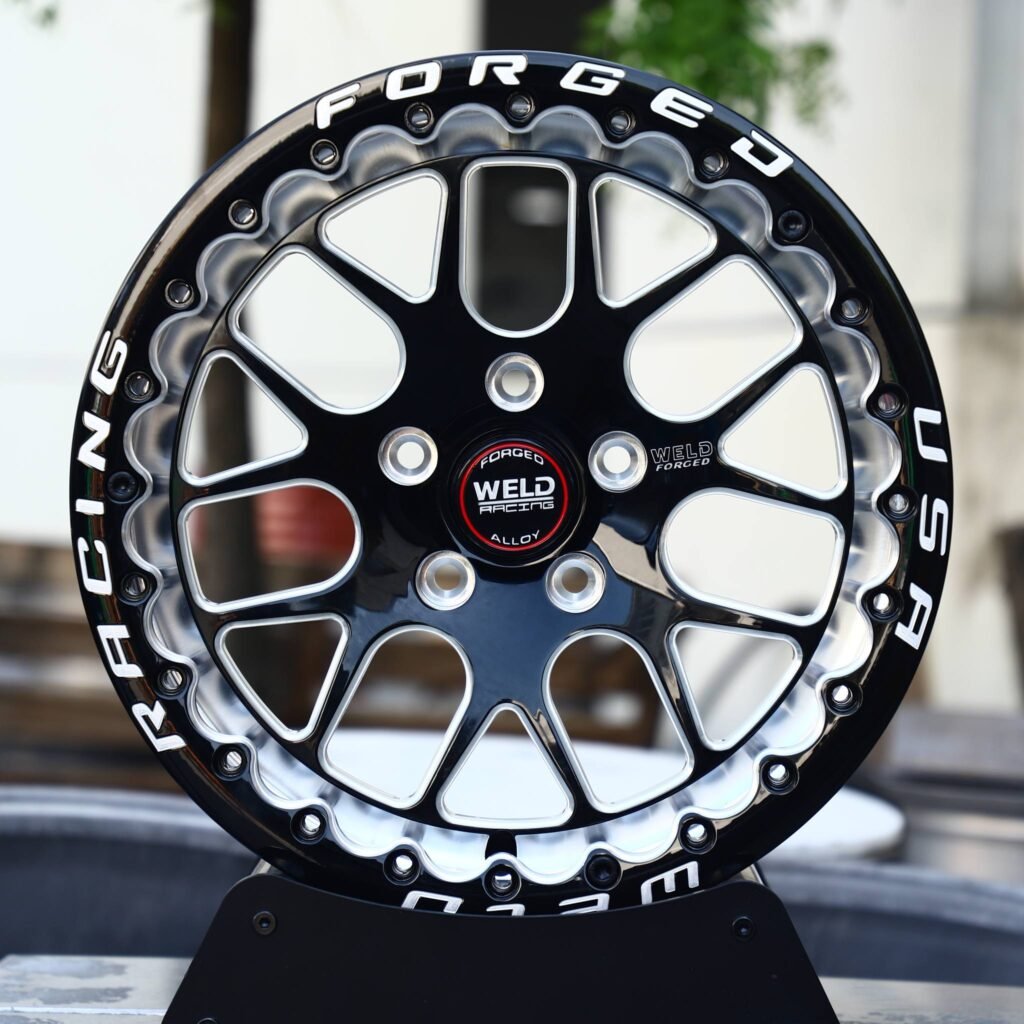 Chevrolet Corvette wheels – Black / Milled Mesh Beadlock (Weld Racing-Style), front view