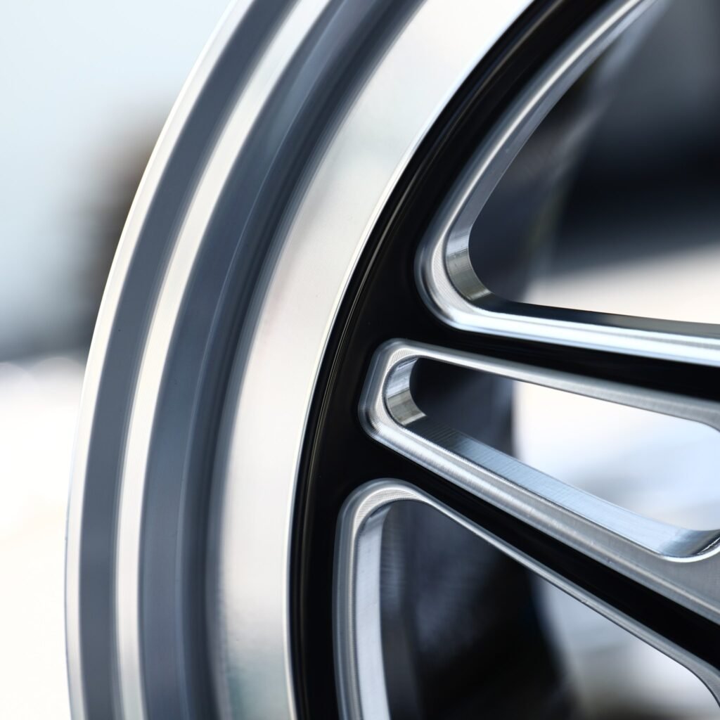 Toyota 4Runner wheels – Gloss Black Milled Twin-Spoke Star Polished Lip (Weld Racing-Style), lip and barrel detail