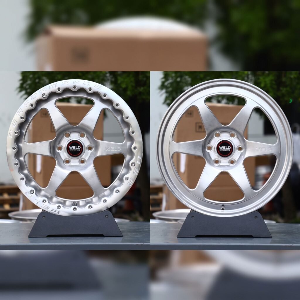 Toyota 4Runner wheels – Polished 6-Spoke Bolted Ring (Weld Racing-Style), rear view