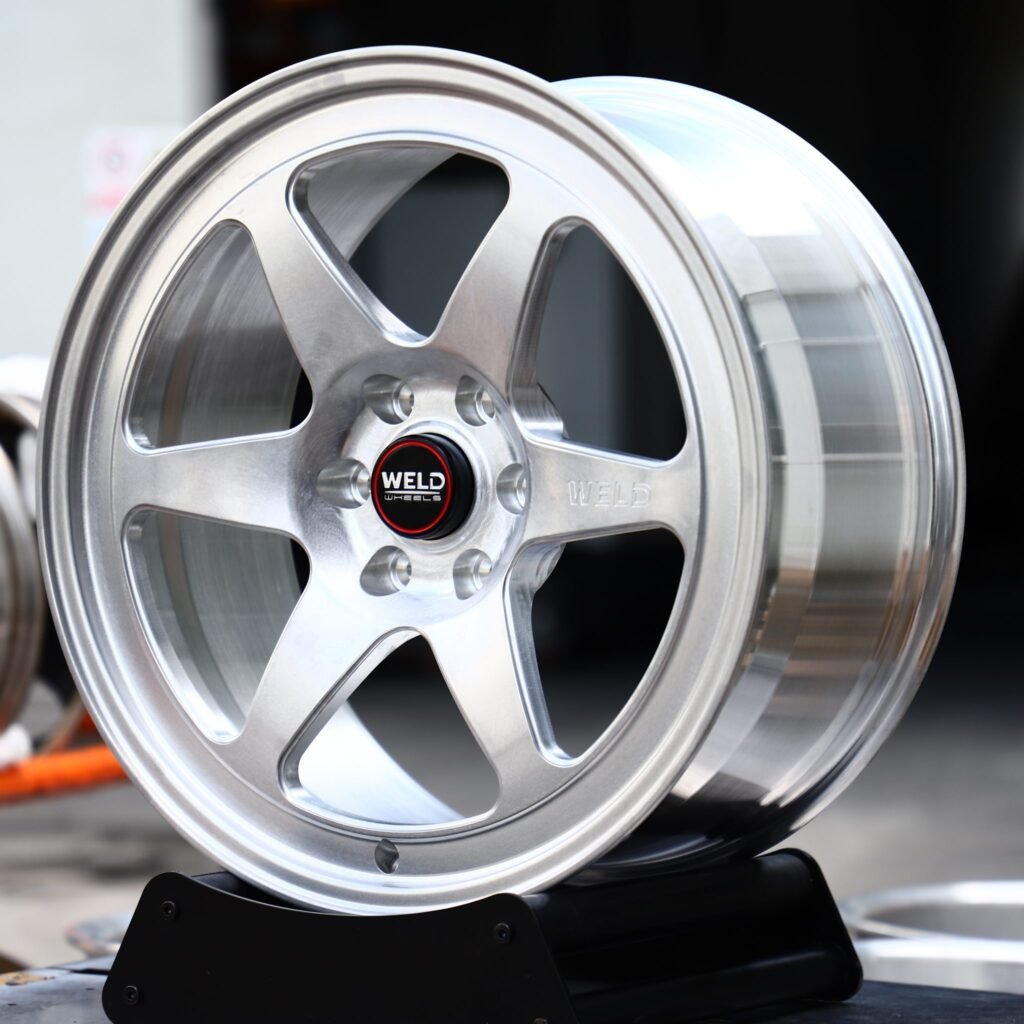 Ford F-150 wheels – Polished 6-Spoke (Weld Racing-Style), angled view