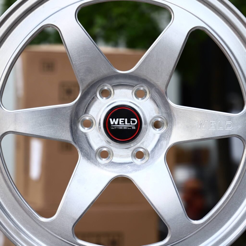 Toyota Tacoma wheels – Polished 6-Spoke (Weld Racing-Style), lip and barrel detail