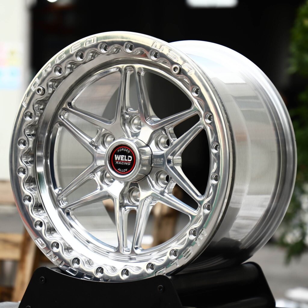 Chevrolet Tahoe wheels – Polished Beadlock Star 6-Spoke (Weld Racing-Style), angled view