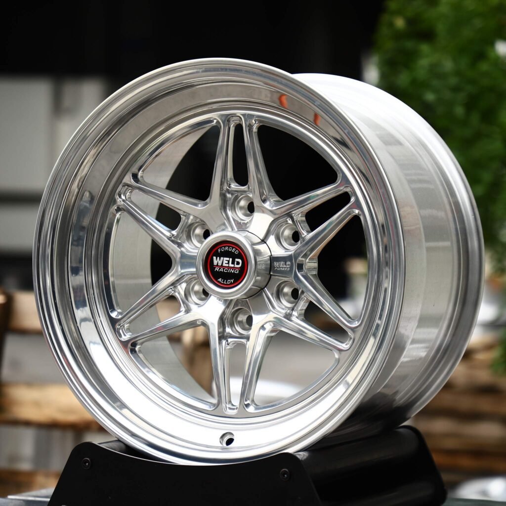 Ford F-150 wheels – Polished Deep Lip Star 6-Spoke (Weld Racing-Style), angled view