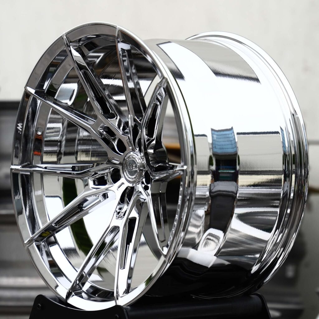 5x112 wheels – Chrome 10-Spoke Star (Wheelforce-Style), side view
