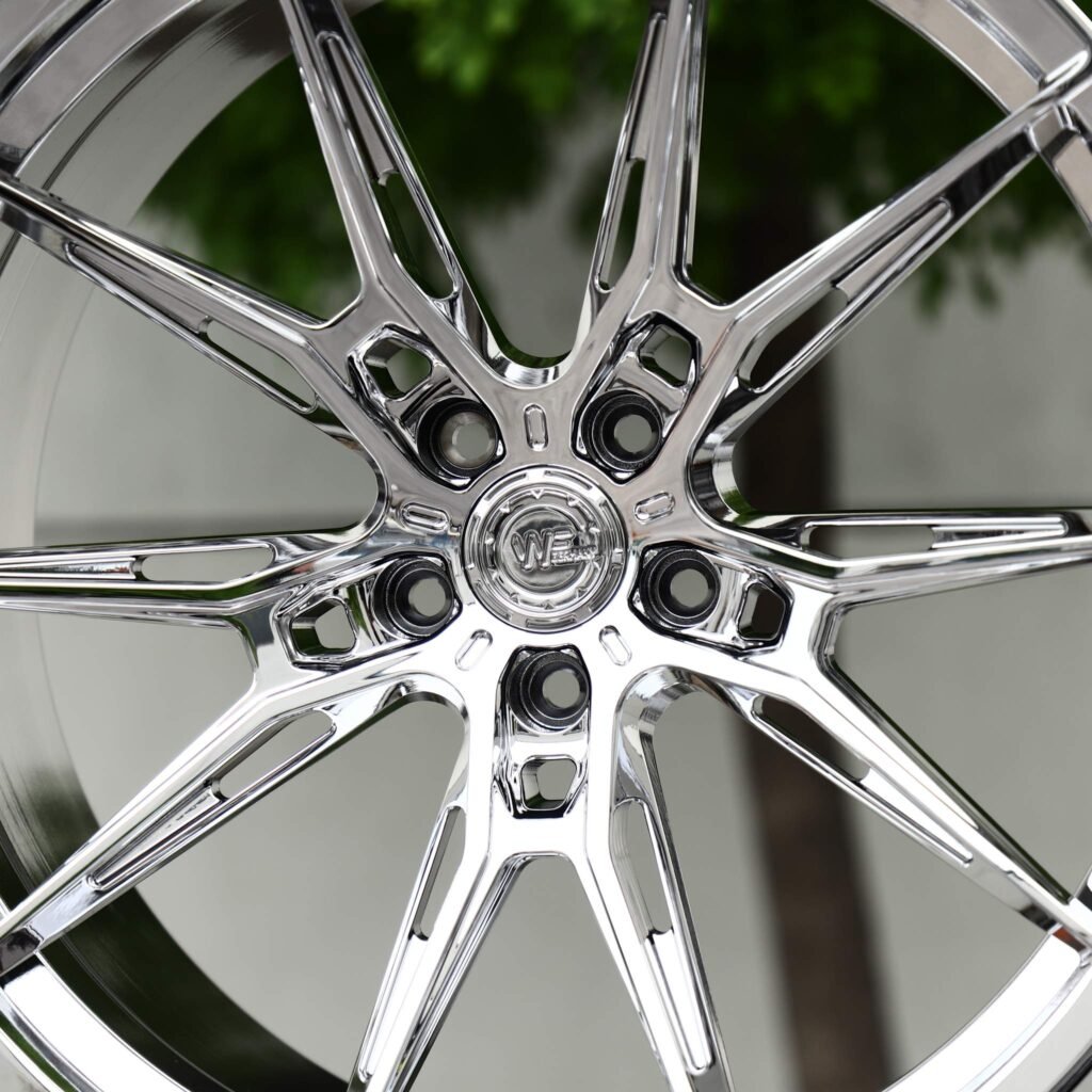 Toyota GR Supra wheels – Chrome 10-Spoke Star (Wheelforce-Style), lip and barrel detail
