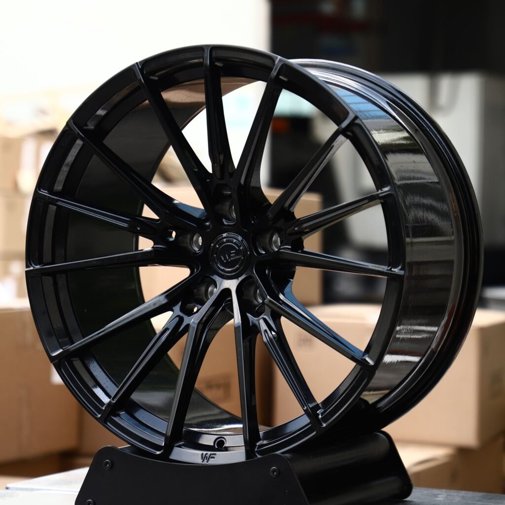 BMW X3 wheels – Gloss Black 15-Spoke (Wheelforce-Style), angled view