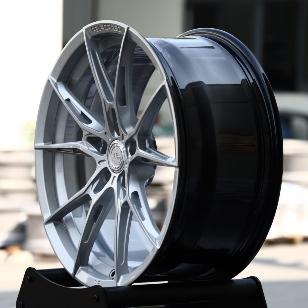 5x114.3 wheels – Matte Silver 10-Spoke Star (Wheelforce-Style), side view